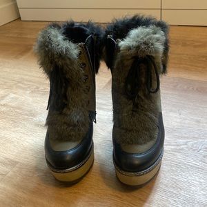 Excellent Used Condition - Rudsak Torres Waterproof Wedge Heel Boot with fur